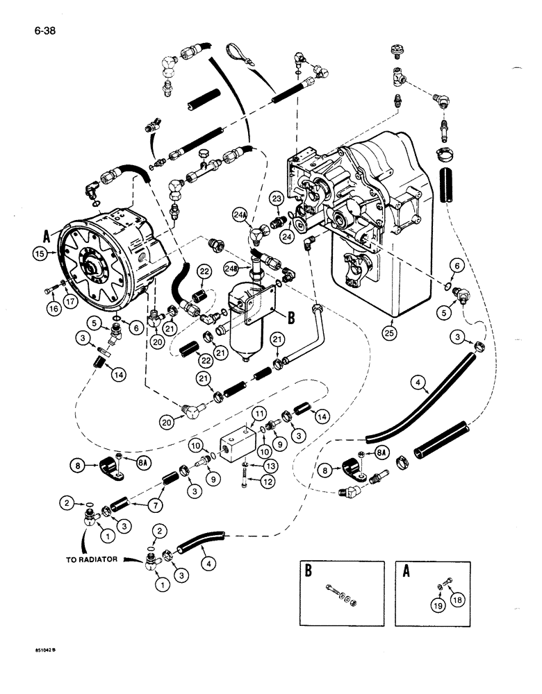 Схема запчастей Case 1086B - (6-038) - TORQUE CONVERTER AND TRANSMISSION CIRCUIT (06) - POWER TRAIN