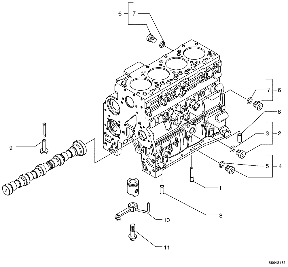 Схема запчастей Case 521D - (02-27) - CYLINDER BLOCK - PLUG ASSY (02) - ENGINE