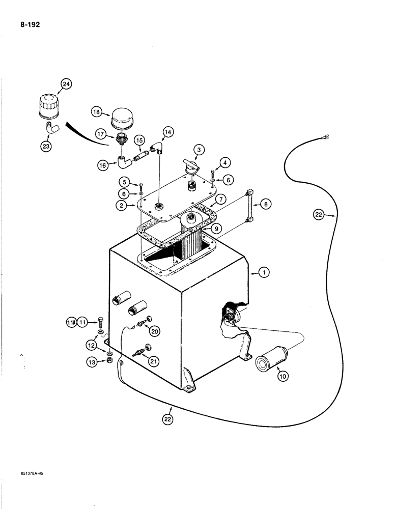 Схема запчастей Case 1187B - (8-192) - HYDRAULIC RESERVOIR (08) - HYDRAULICS