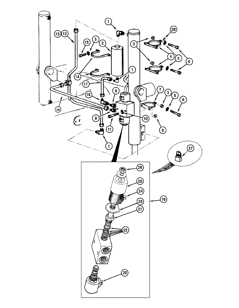 Схема запчастей Case 865 VHP - (08-028[01]) - BLADE HYDRAULIC CIRCUIT - LIFTING ACCUMULATOR (OPTIONAL) (08) - HYDRAULICS