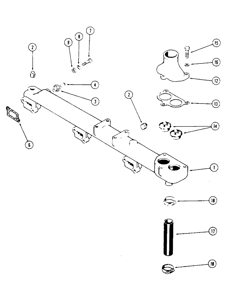 Схема запчастей Case 40 - (002) - WATER MANIFOLD AND THERMOSTAT, 504BDT ENGINE (10) - ENGINE