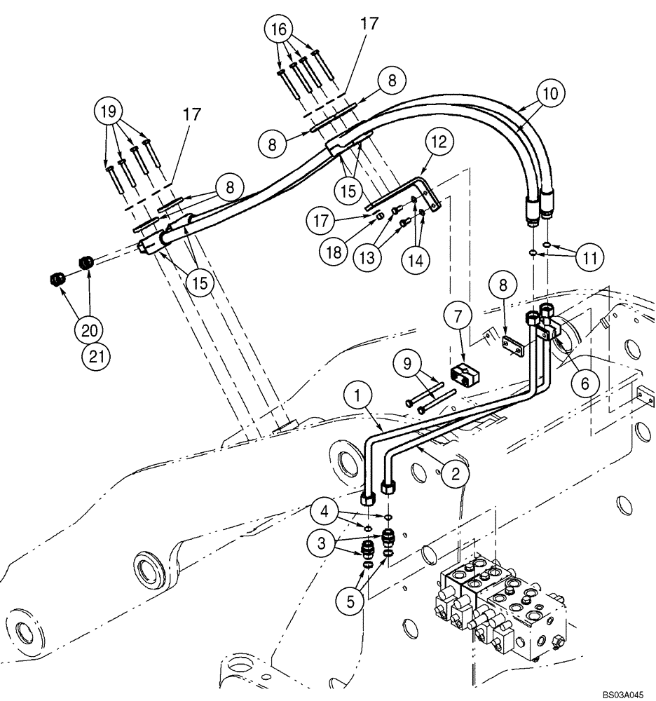 Схема запчастей Case 621D - (08-06A) - HYDRAULICS - LOADER AUXILIARY (XT LOADER) - IF USED (08) - HYDRAULICS