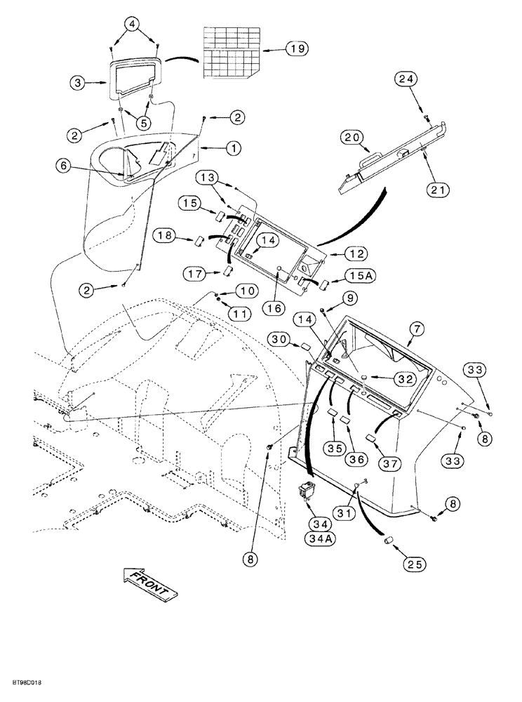 Схема запчастей Case 580SL - (4-024) - SIDE INSTRUMENT PANEL AND COVERS (04) - ELECTRICAL SYSTEMS