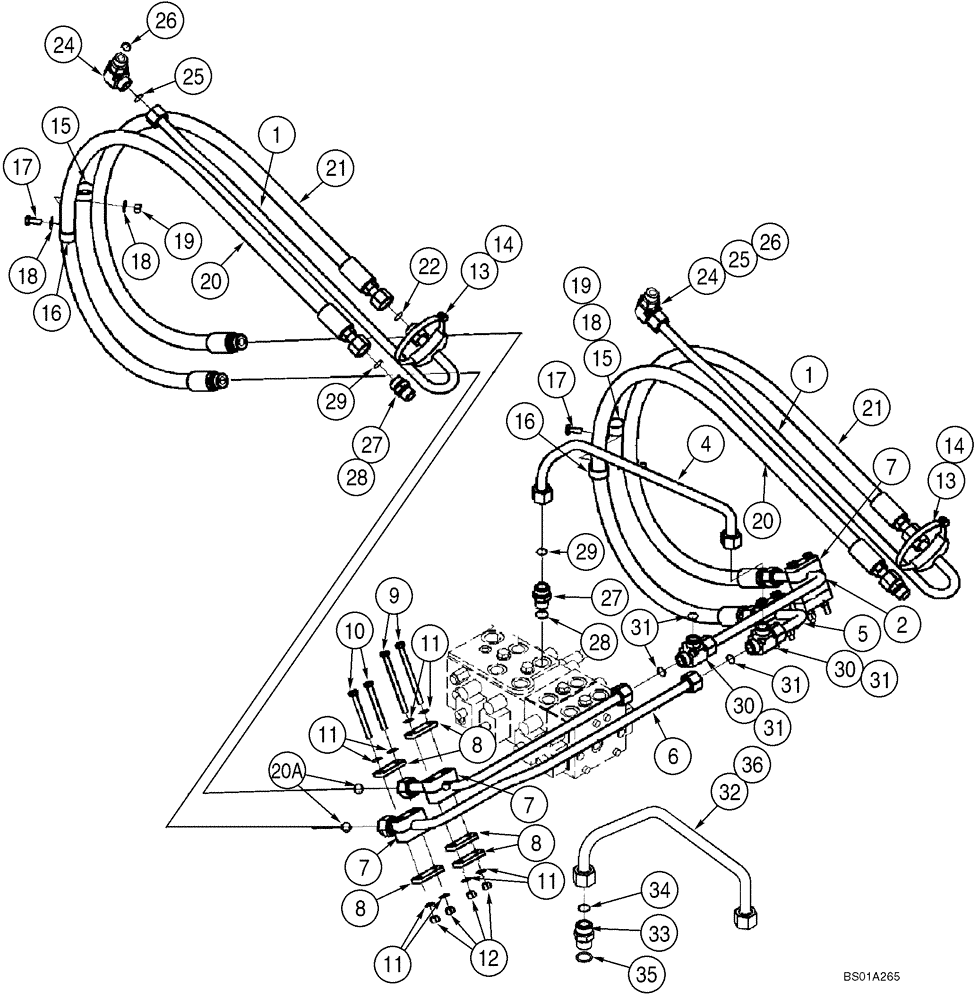 Схема запчастей Case 521D - (08-05) - HYDRAULICS - LOADER LIFT (XT LOADER) (08) - HYDRAULICS