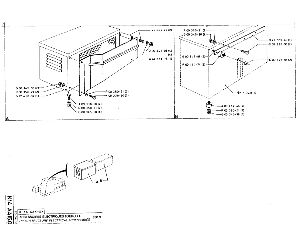 Схема запчастей Case 220B - (K14 A415.0) - UPPERSTRUCTURE ELECTRICAL ACCESSORIES - 550 V (06) - ELECTRICAL SYSTEMS