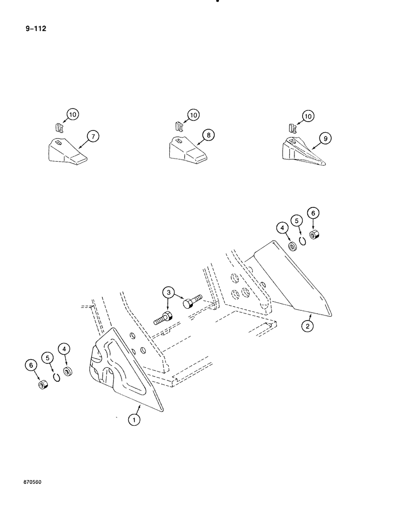 Схема запчастей Case 888 - (9-112) - BUCKET TEETH AND SIDE CUTTING EDGES (09) - CHASSIS