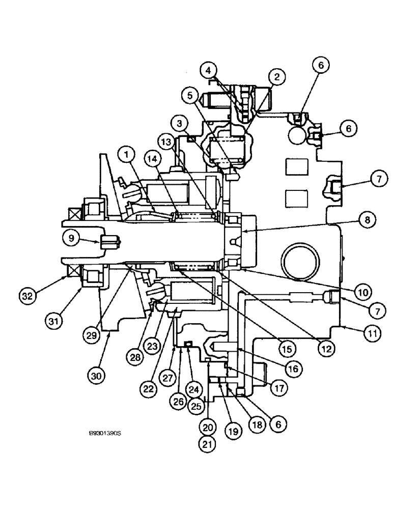 Схема запчастей Case 9010 - (6-06) - TRACK DRIVE MOTOR, SHAFT, CYLINDER BLOCK AND PISTONS (06) - POWER TRAIN