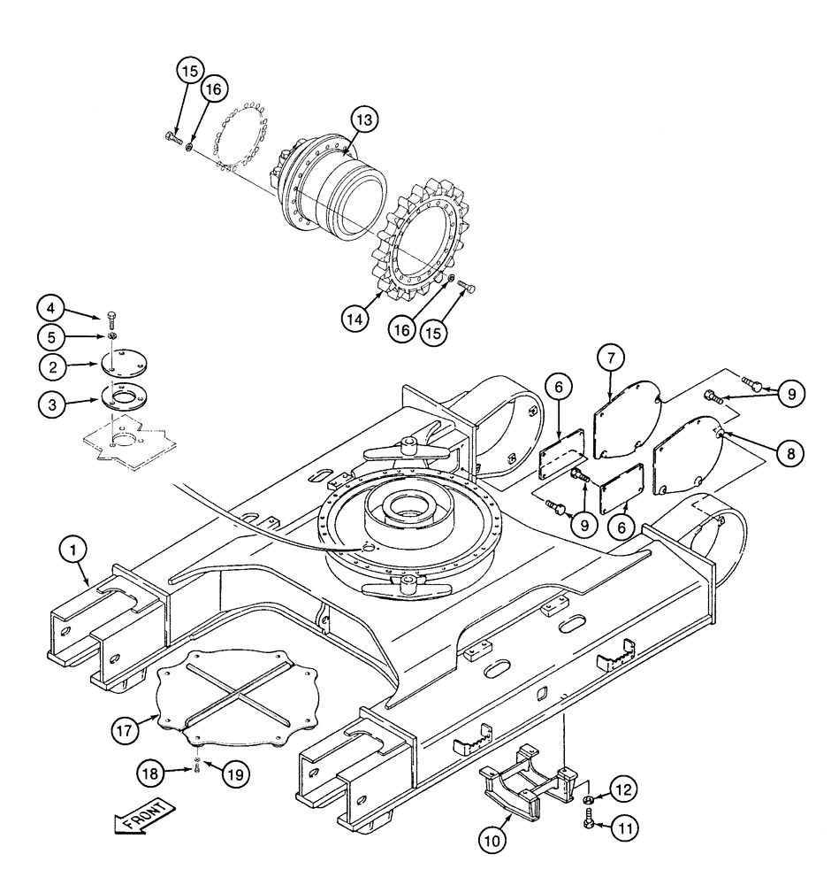 Схема запчастей Case 9020 - (5-02) - TRACK FRAME AND DRIVE SPROCKET (11) - TRACKS/STEERING