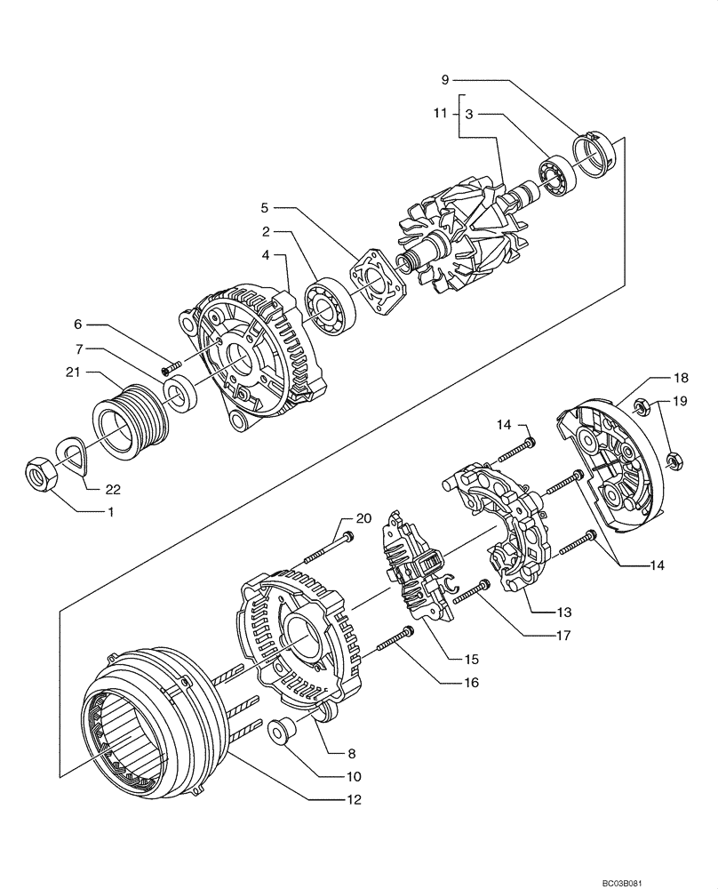 Схема запчастей Case 621D - (04-02A) - ALTERNATOR ASSEMBLY (04) - ELECTRICAL SYSTEMS