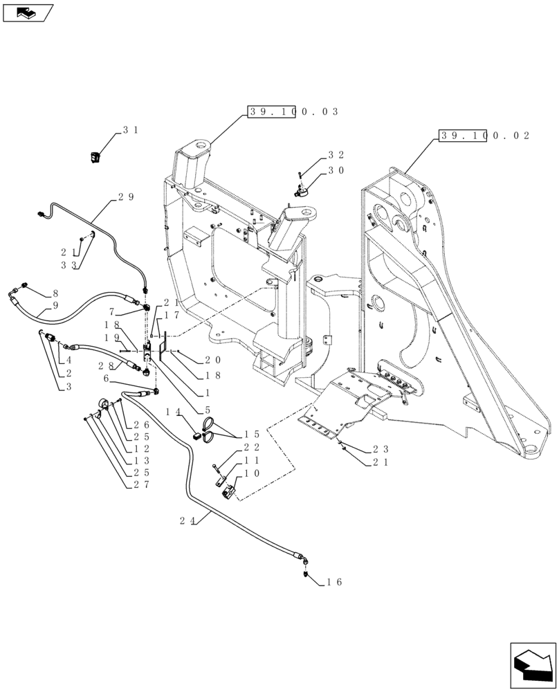 Схема запчастей Case 921F - (27.110.01) - DIFFERENTIAL AXLE LOCK LINE (27) - REAR AXLE SYSTEM