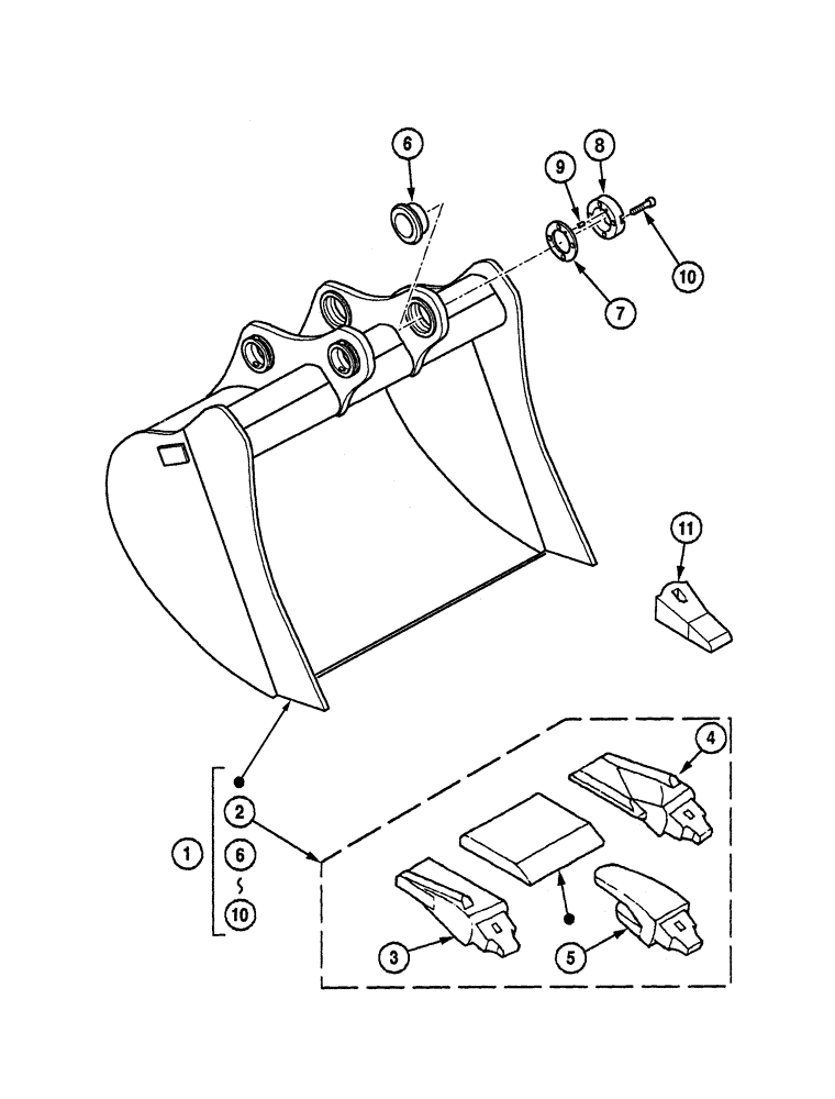 Схема запчастей Case CX300C - (09-310-02[01]) - GENERAL PURPOSE BUCKET (810L - 0.90M) (09) - CHASSIS/ATTACHMENTS