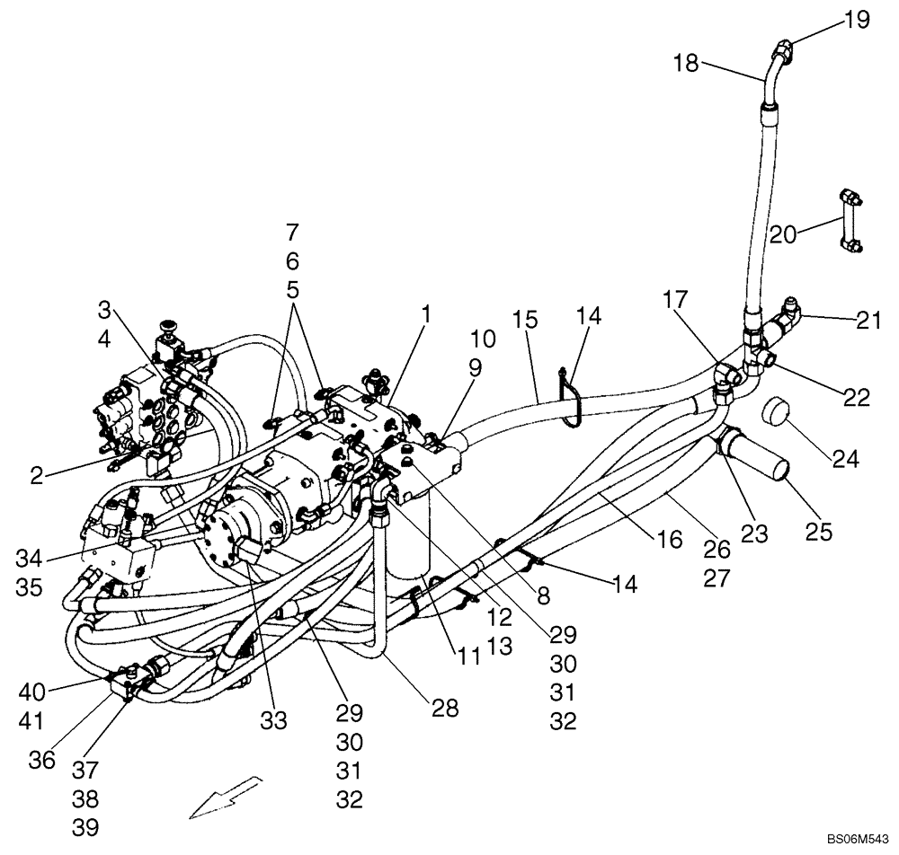 Схема запчастей Case 465 - (06-04C) - HYDROSTATICS - PUMP, SUPPLY AND RETURN (465 WITH PILOT CONTROL) (06) - POWER TRAIN