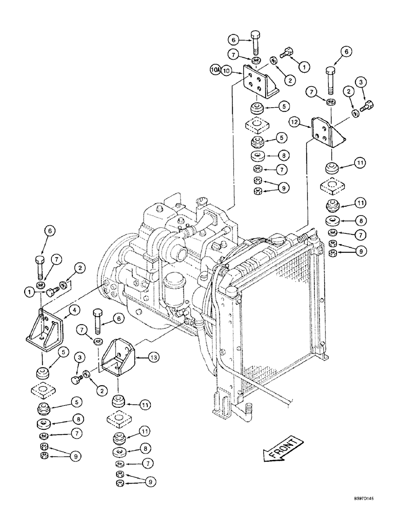 Схема запчастей Case 9010B - (2-002) - ENGINE MOUNTING (02) - ENGINE