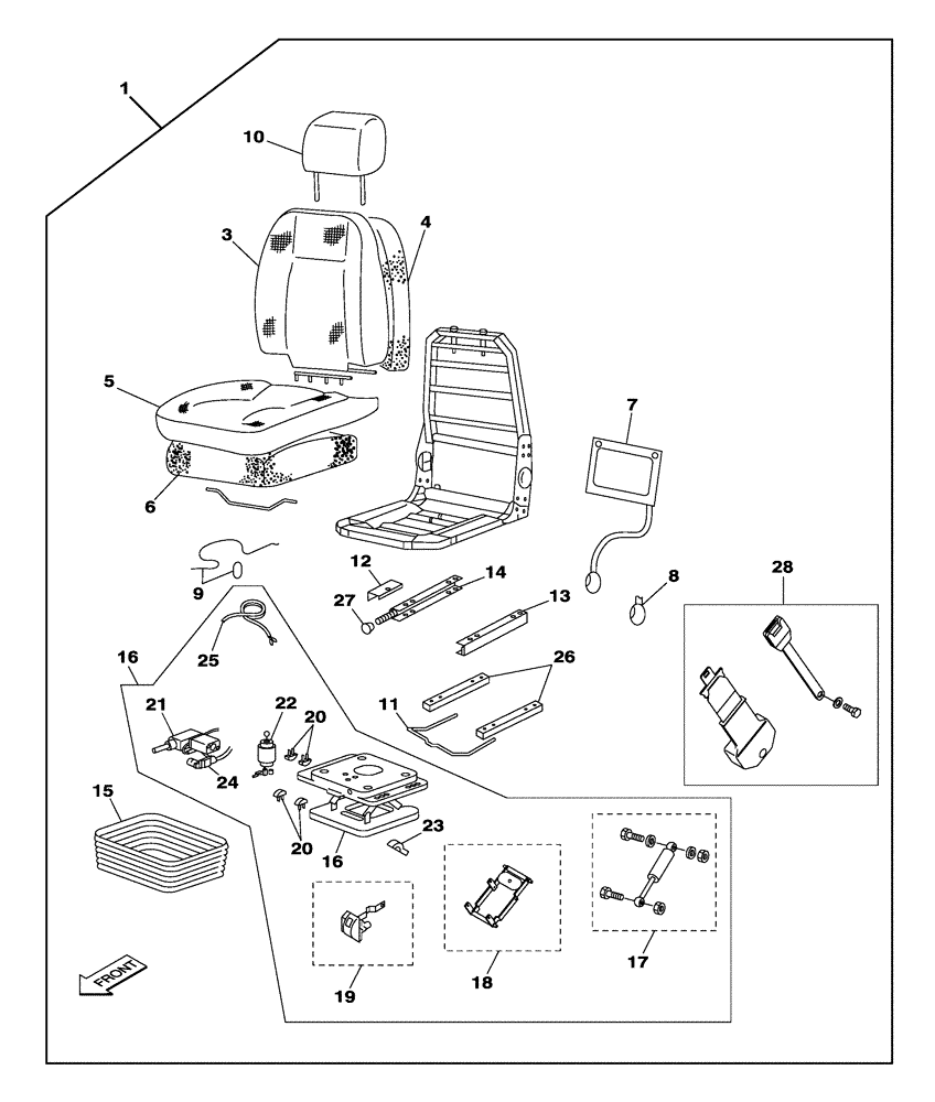 Схема запчастей Case CX250C - (09-017[00]) - OPERATORS COMPARTMENT - SEAT PNEUMATIC (09) - CHASSIS/ATTACHMENTS