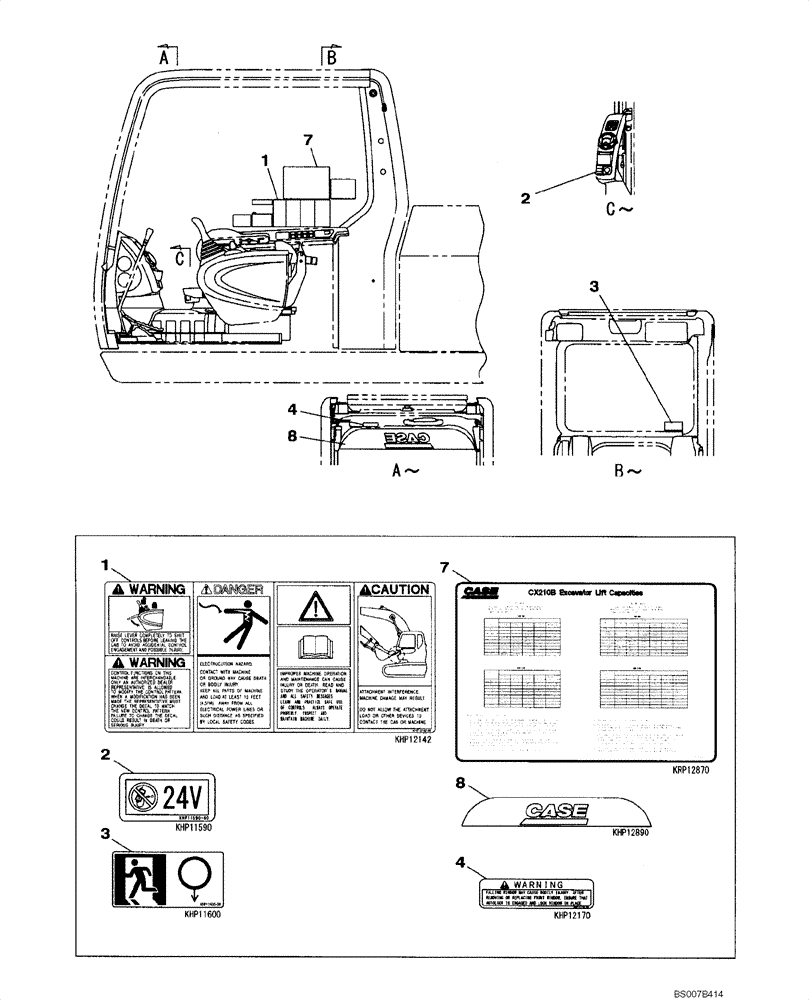 Схема запчастей Case CX210B - (09-52) - DECALS (09) - CHASSIS/ATTACHMENTS