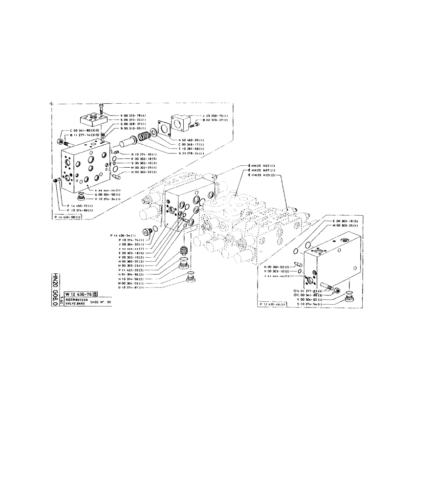 Схема запчастей Case 220 - (202) - VALVE BANK (07) - HYDRAULIC SYSTEM