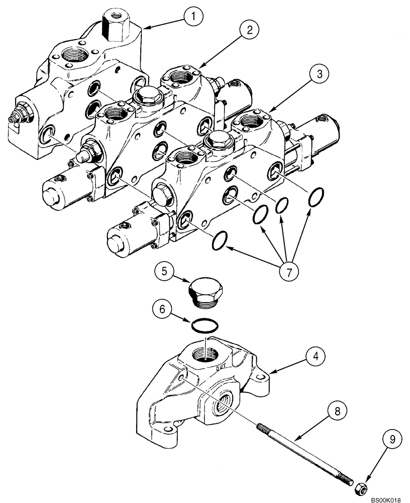 Схема запчастей Case 921C - (08-12) - VALVE ASSY - LOADER CONTROL, TWO SPOOL (Nov 1 2006 1:31PM) (08) - HYDRAULICS