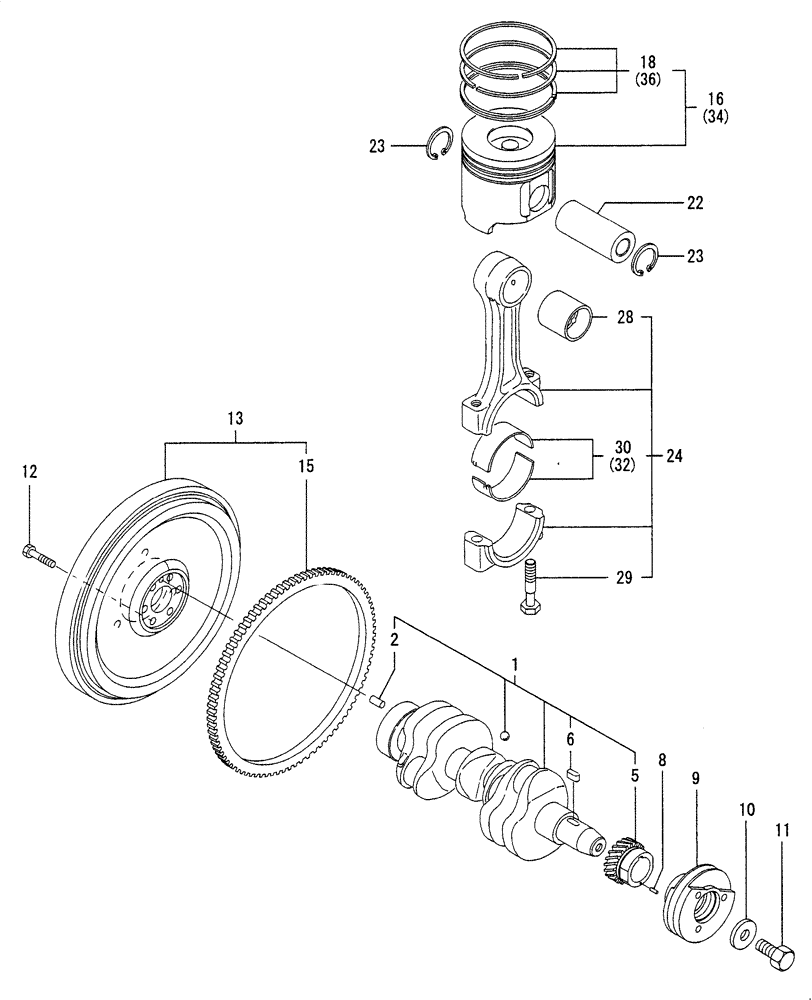 Схема запчастей Case CX36B - (ENGINE-08[1]) - CRANKSHAFT & PISTON (10) - ENGINE