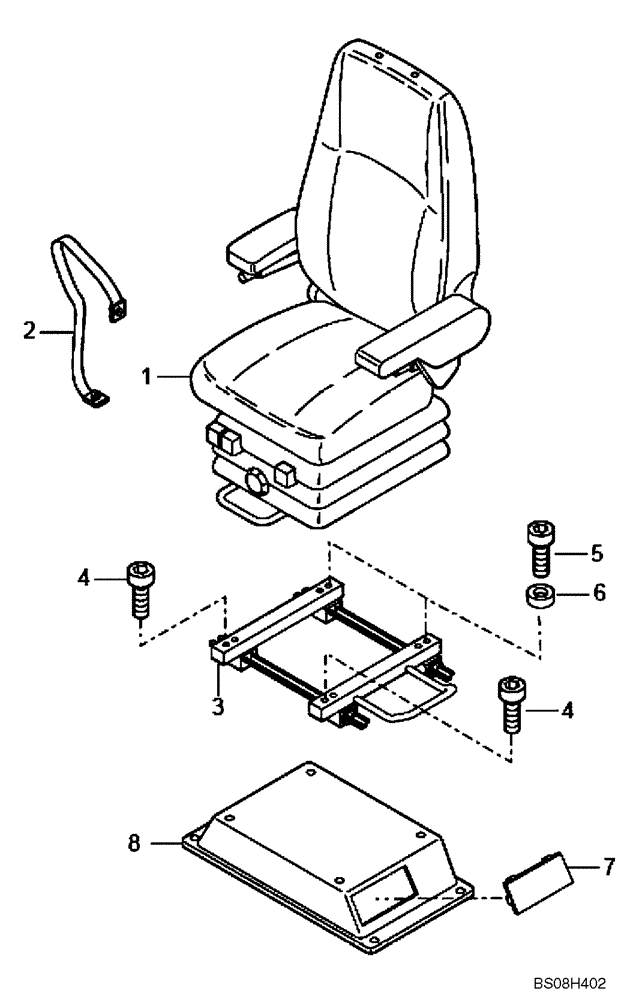 Схема запчастей Case 340 - (51A00001385[001]) - DRIVER CAB - SEAT INSTALLATION - NA MARKET (87518086) (10) - Cab/Cowlings