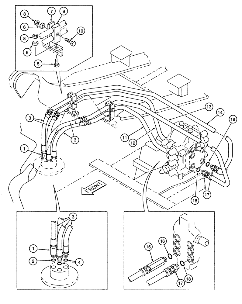 Схема запчастей Case 9020 - (6-12) - TRACK DRIVE HYDRAULIC CIRCUIT, CONTROL VALVE TO HYDRAULIC SWIVEL (06) - POWER TRAIN