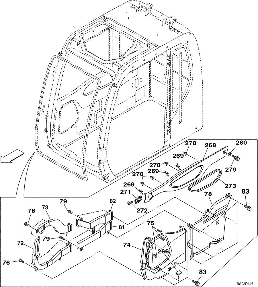 Схема запчастей Case CX330 - (09-29) - CAB - DUCTS AND TRIM (P.I.N. DAC0733101 - DAC0700254) (09) - CHASSIS