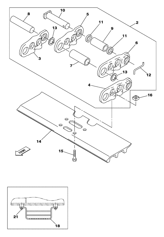 Схема запчастей Case CX240B - (05-06) - TRACK CHAINS, 800 MM (31-1/2 IN) (11) - TRACKS/STEERING