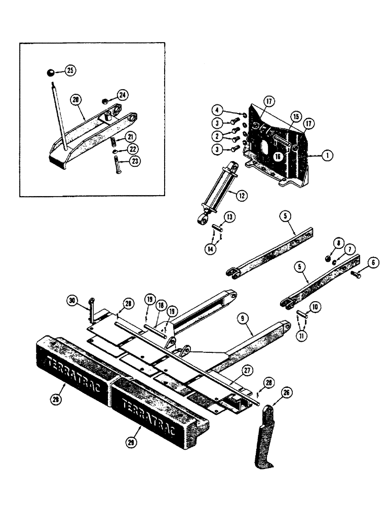 Схема запчастей Case 600 - (206) - SCARIFIER INSTALLATION,, FRAME, CYLINDER, BRACKETS, COUNTERWEIGHTS, MOUNTING PARTS (05) - UPPERSTRUCTURE CHASSIS