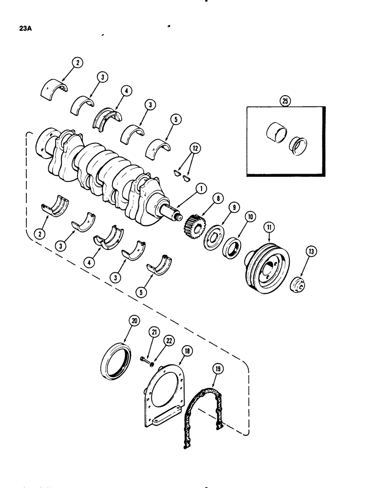 Схема запчастей Case 450B - (023A) - CRANKSHAFT, 207 TURBOCHARGED DIESEL ENGINE (01) - ENGINE