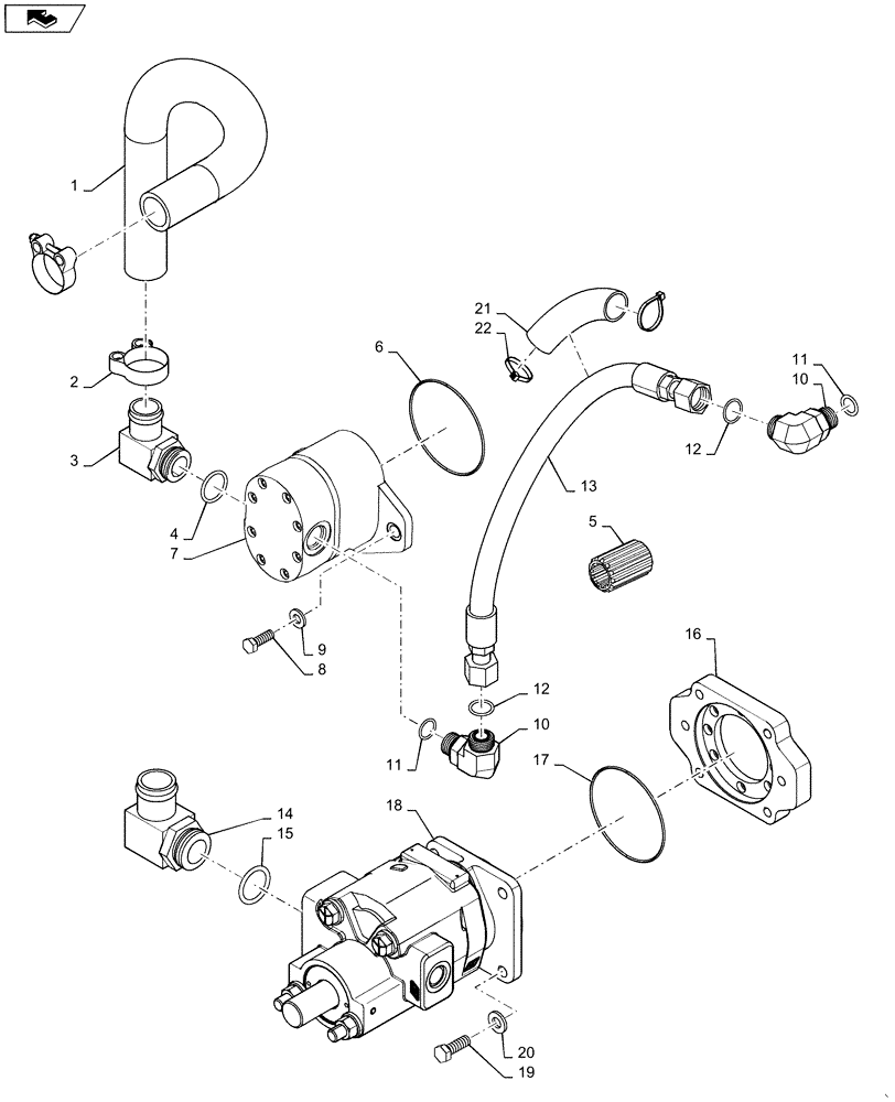 Схема запчастей Case 750L - (08-02) - HYDRAULICS, EQUIPMENT - RESERVOIR TO PUMP AND CONTROL VALVE (08) - HYDRAULICS