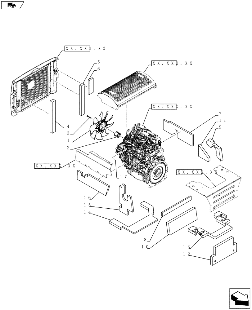 Схема запчастей Case SV250 - (88.100.10[17]) - ENGINE ACCESSORIES EU/OPEN EU (SV250,SV300,TV380) (88) - ACCESSORIES