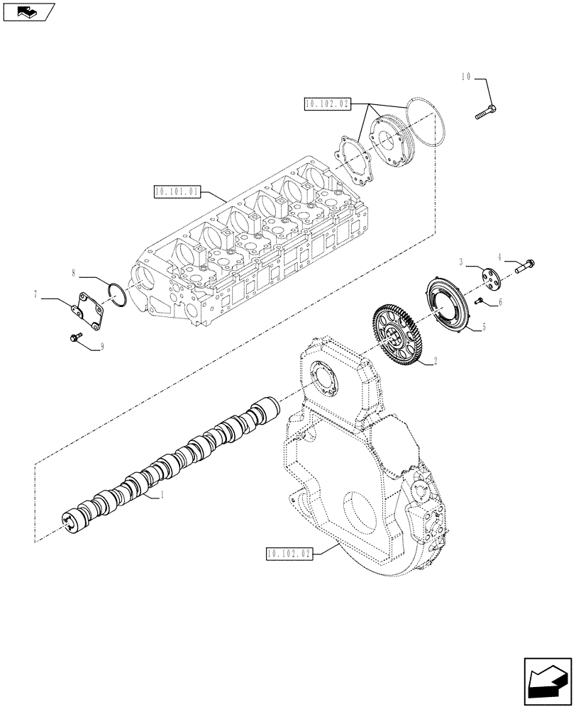 Схема запчастей Case F3AE0684K E910 - (10.106.01) - CAMSHAFT - MY11 8120 (10) - ENGINE