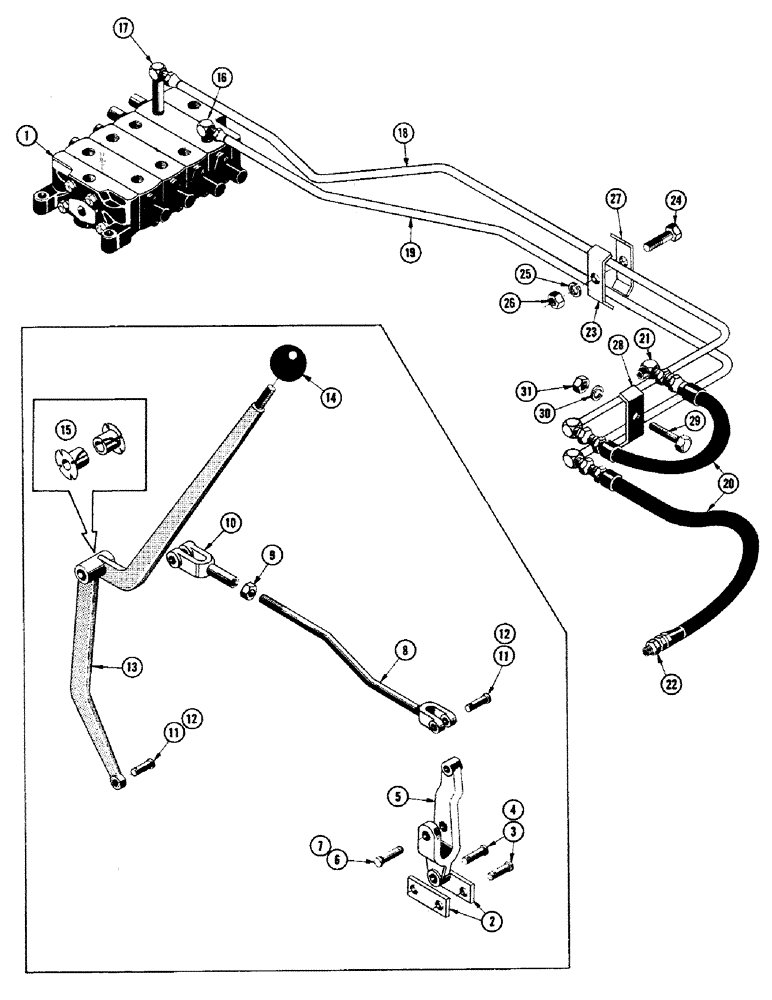 Схема запчастей Case 800 - (254) - SCARIFIER & RIPPER HYDRAULICS (WHEN USED WITH HYD. BULLDOZERS) LEVER & VALVE SYSTEM (07) - HYDRAULIC SYSTEM