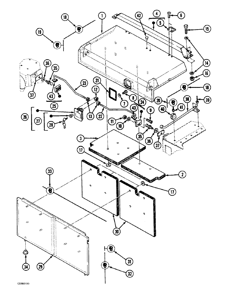 Схема запчастей Case 688BCK - (9B-04) - ENGINE COVER MODULE, 688B CK (120301-) (05.1) - UPPERSTRUCTURE CHASSIS/ATTACHMENTS