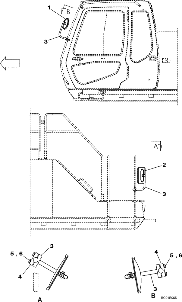 Схема запчастей Case CX330 - (09-34) - CAB - MIRROR, REAR VIEW (09) - CHASSIS