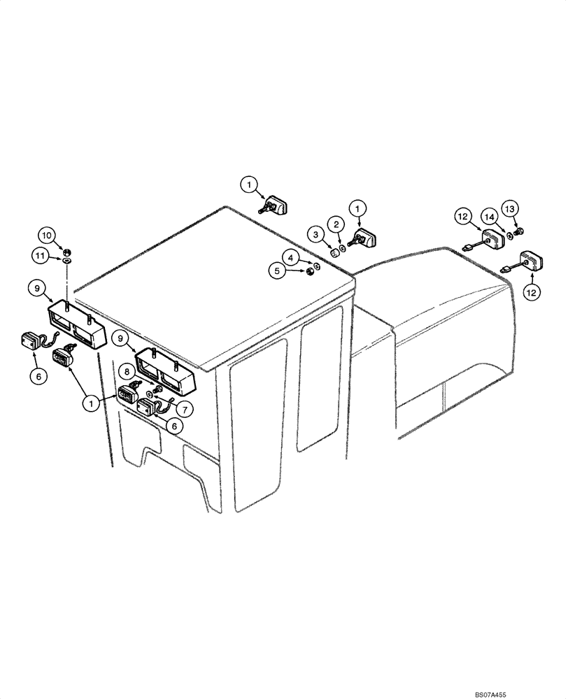 Схема запчастей Case 845 DHP - (04.20[00]) - HEADLIGHT AND LANTERN - CAB (04) - ELECTRICAL SYSTEMS