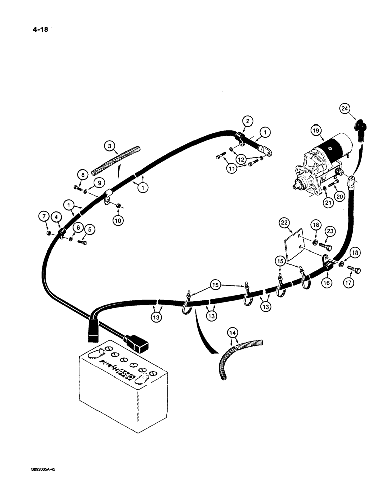 Схема запчастей Case 550 - (4-18) - BATTERY CABLES AND CONNECTIONS (04) - ELECTRICAL SYSTEMS