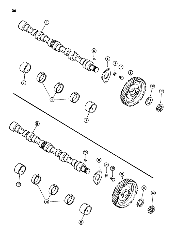 Схема запчастей Case 580C - (036) - CAMSHAFTS, 207 DSL ENG SN 2850355 & AFT (02) - ENGINE