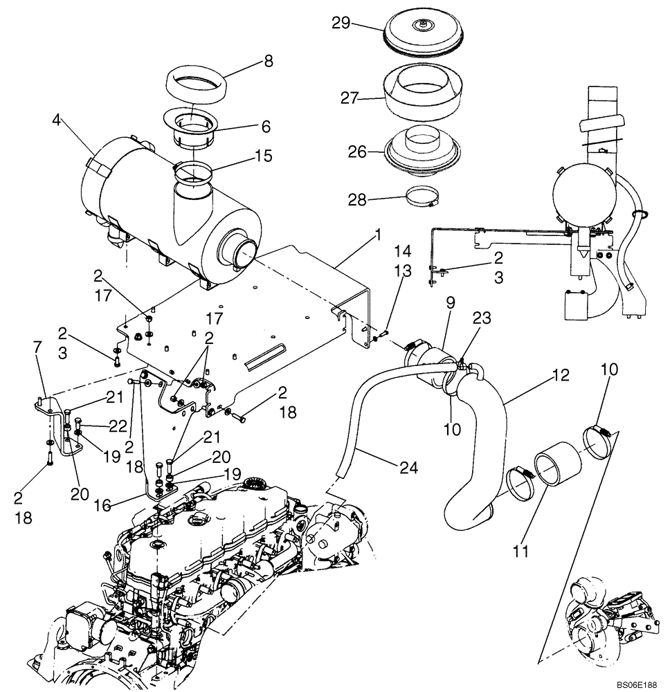 Схема запчастей Case 721E - (02-05) - AIR CLEANER - AIR INTAKE PARTS (02) - ENGINE