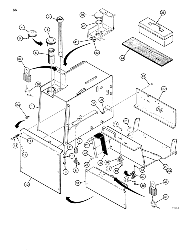 Схема запчастей Case 850B - (066) - FUEL TANK, COVERS, AND TOOL BOX (02) - FUEL SYSTEM