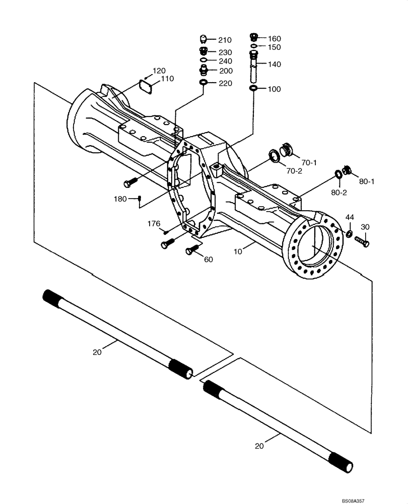 Схема запчастей Case 1221E - (06-29[01]) - AXLE - FRONT / REAR - HOUSING (87700464) (4) (06) - POWER TRAIN