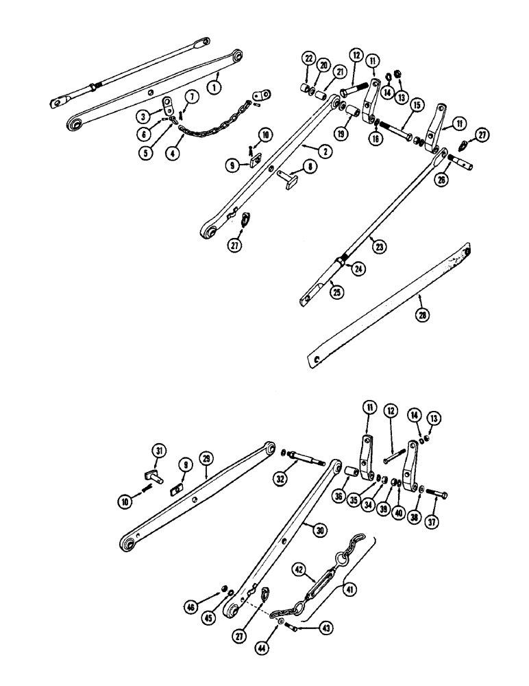 Схема запчастей Case 430CK - (102) - DRAFT ARMS AND STABILIZER BARS 