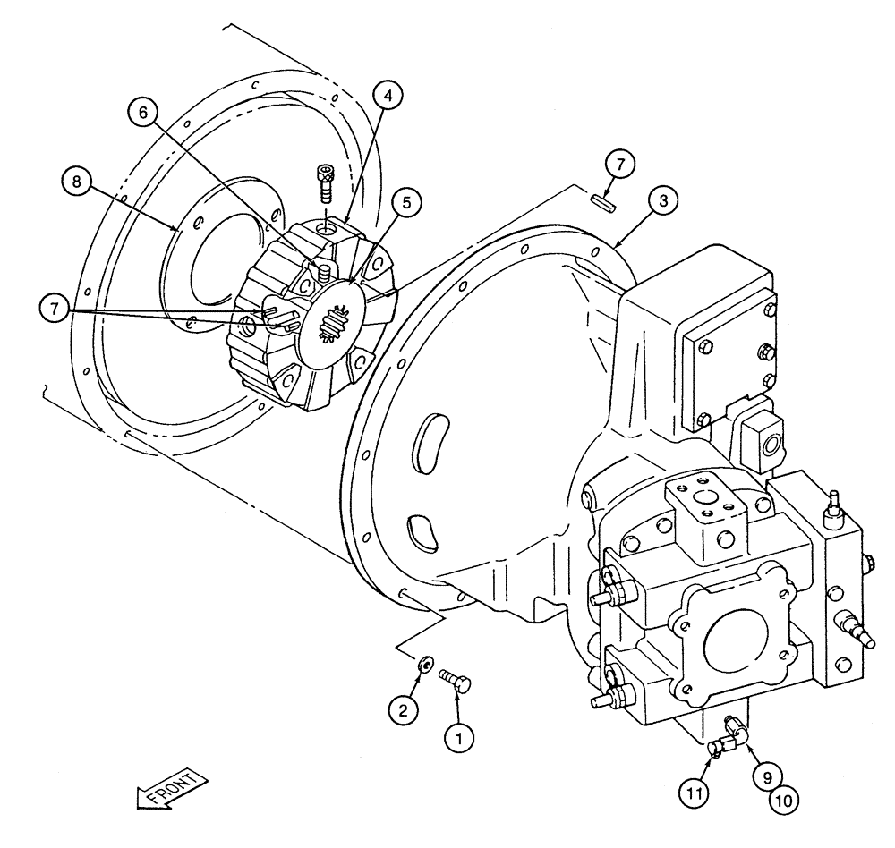 Схема запчастей Case 9060 - (8-004) - HYDRAULIC PUMP AND COUPLING (08) - HYDRAULICS