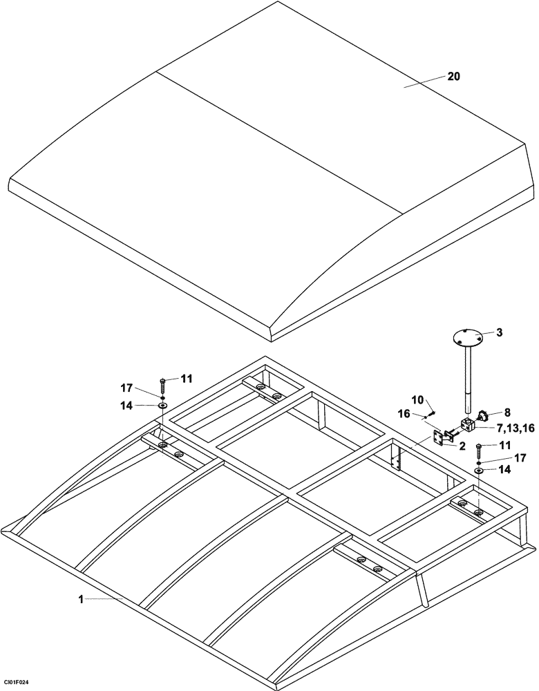 Схема запчастей Case SV223 - (12-022-01[01]) - CANOPY (12) - Chassis/Attachments