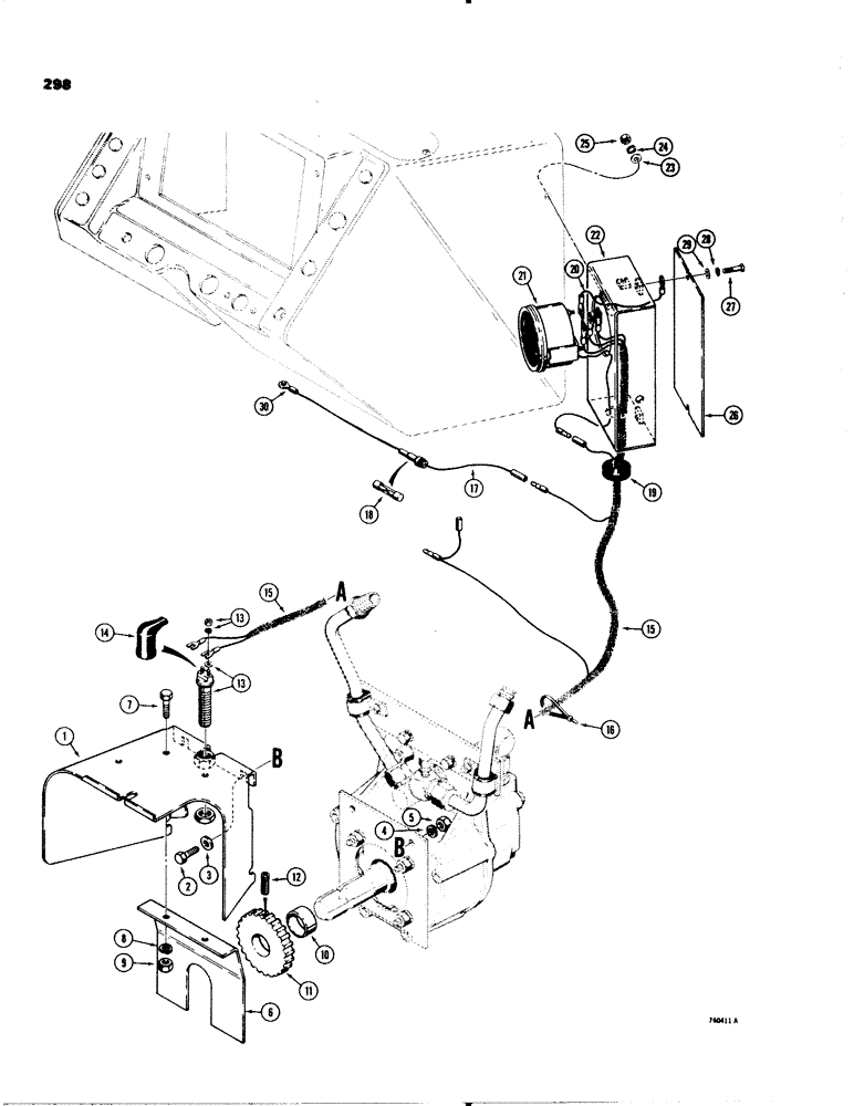 Схема запчастей Case 580C - (298) - PTO SHIELD AND SPEED INDICATOR (08) - HYDRAULICS