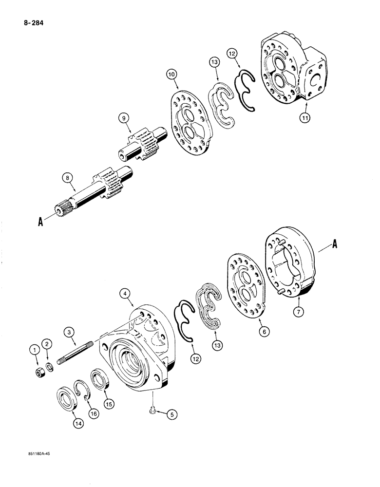 Схема запчастей Case 780C - (8-284) - D127915 EQUIPMENT HYDRAULIC PUMP (08) - HYDRAULICS