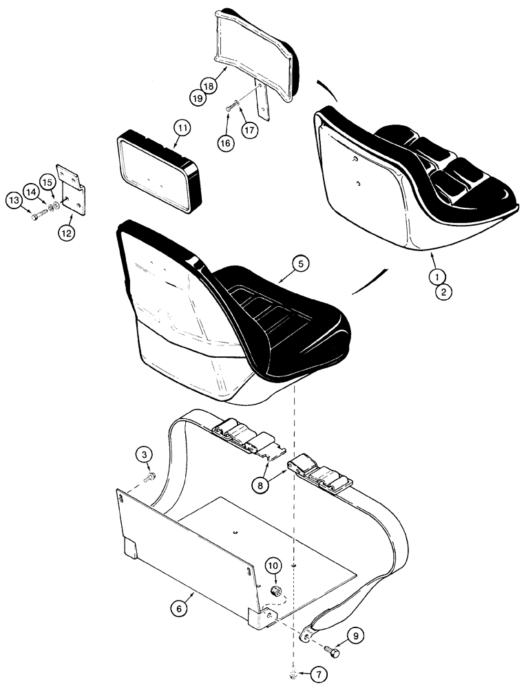 Схема запчастей Case 1825 - (9-14) - SEAT MOUNTING AND SEAT BELT (09) - CHASSIS/ATTACHMENTS