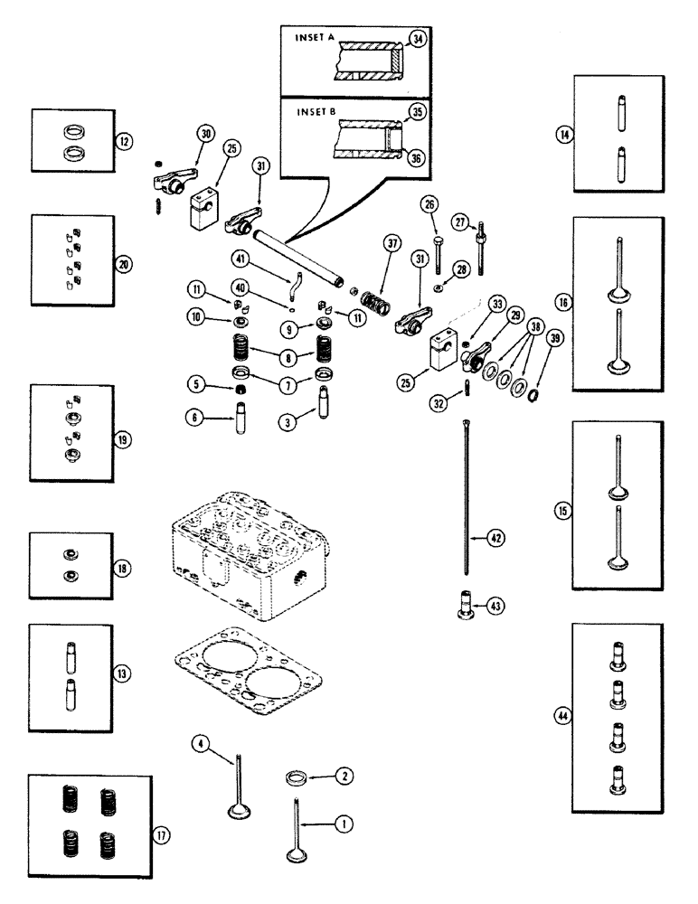 Схема запчастей Case 680CK - (016) - VALVES AND VALVE MECHANISM, (267) DIESEL ENGINE (10) - ENGINE