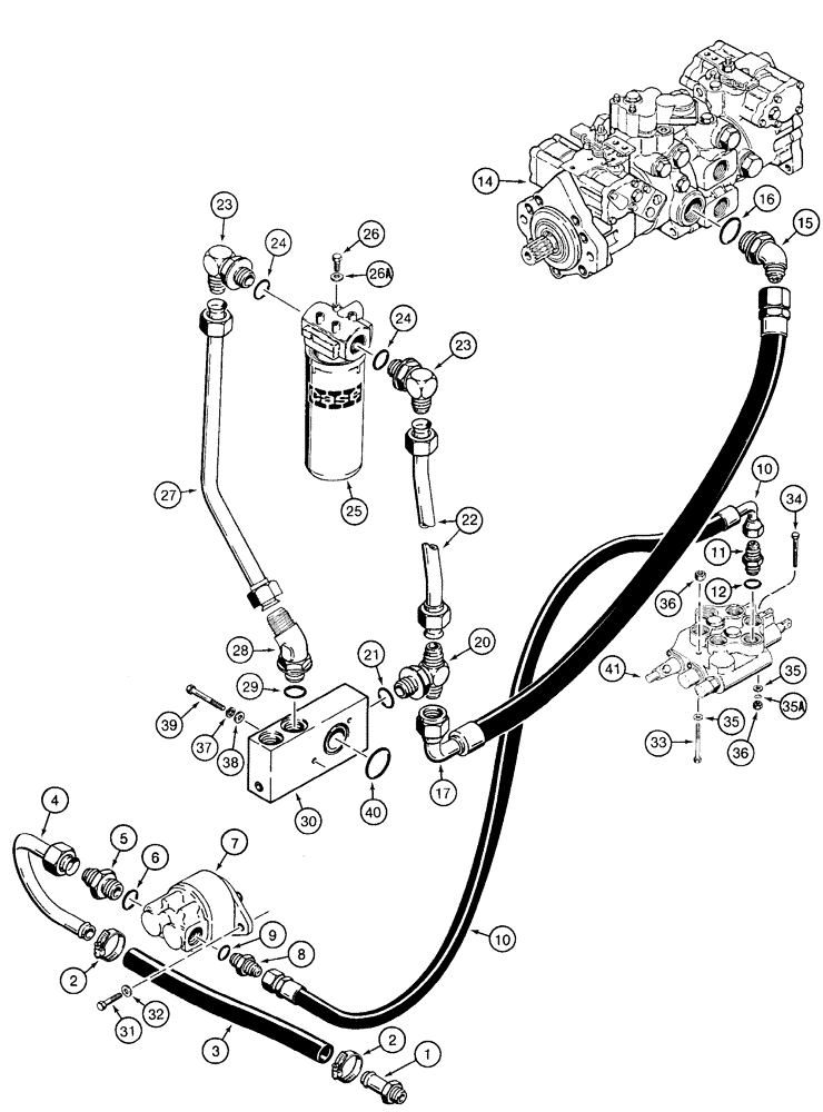 Схема запчастей Case 1835C - (8-34) - LOADER AND HYDROSTATIC DRIVE HYDRAULIC CIRCUIT (08) - HYDRAULICS