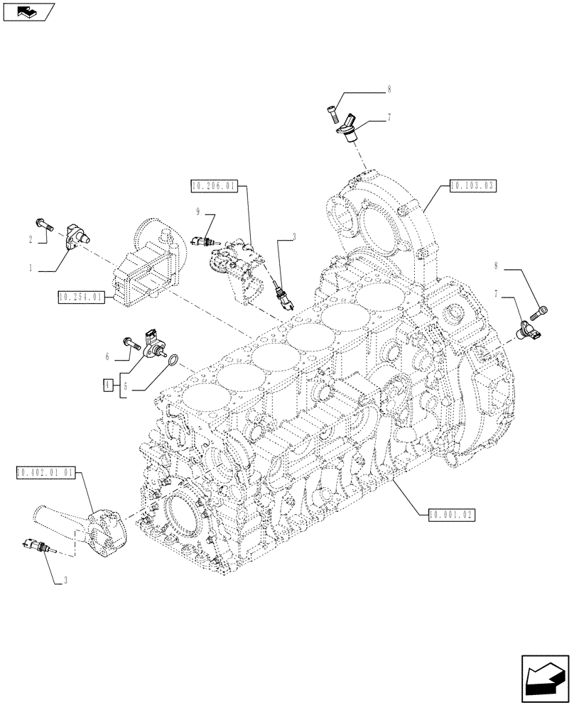 Схема запчастей Case F2CE9684C E020 - (55.414.01) - MOTOR SENSORS (504135967 - 504270473 - 504055391) (55) - ELECTRICAL SYSTEMS