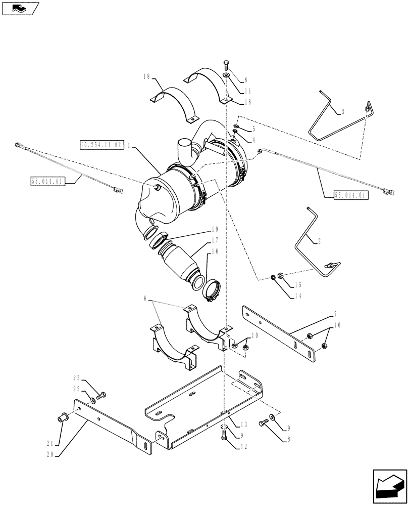 Схема запчастей Case 590SN - (10.254.11[01]) - MUFFLER ASSY (10) - ENGINE